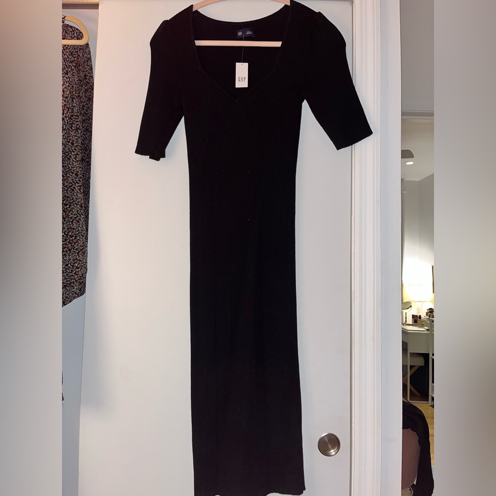 Gap Black Midi Knit Dress Small